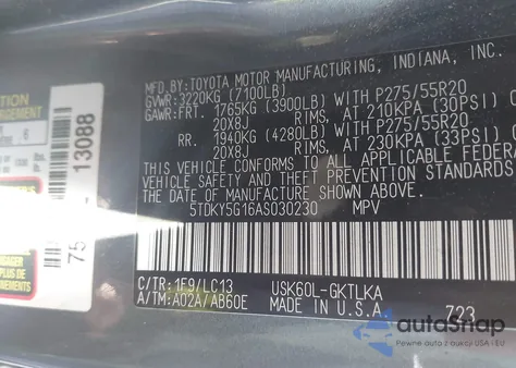 2016 Toyota Sequoia Limited из США, поврежденный, VIN 5TDKY5G16AS030230